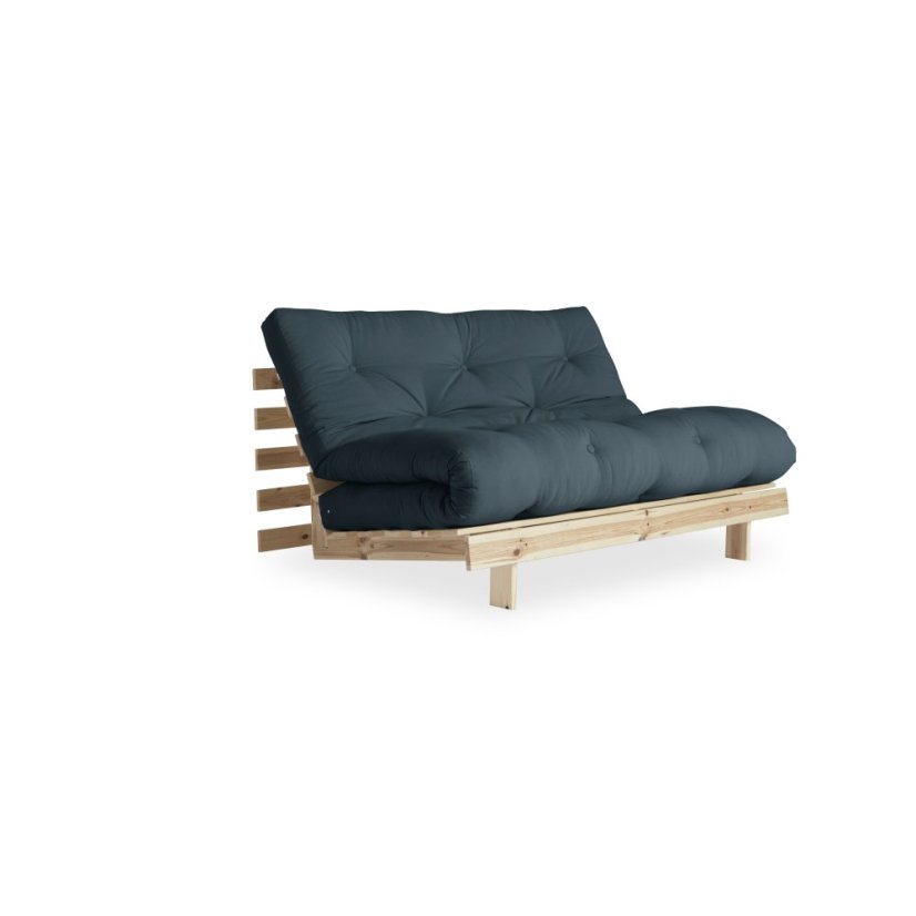 ROOT SOFA natural pine (pohovka z borovice) - Farba: karup natural, rozmer: 140*200 cm, farba futonu: petrol blue 757
