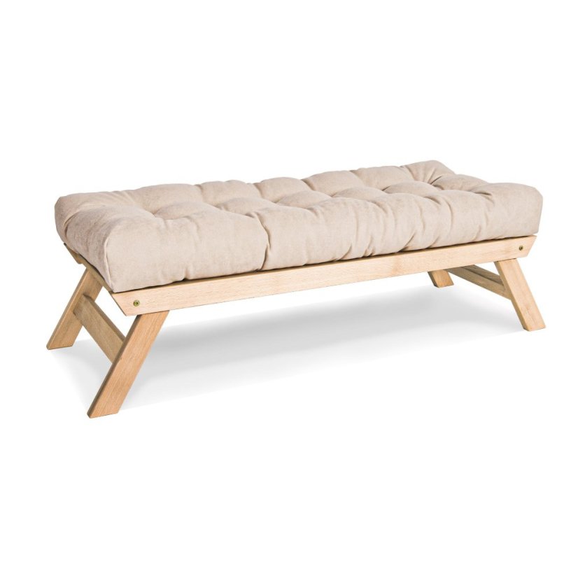 ALLEGRO Bench (lavice z buku) - rozmer: 140x50x43 cm, farba futonu: cream, farba: natural (lněný olej)
