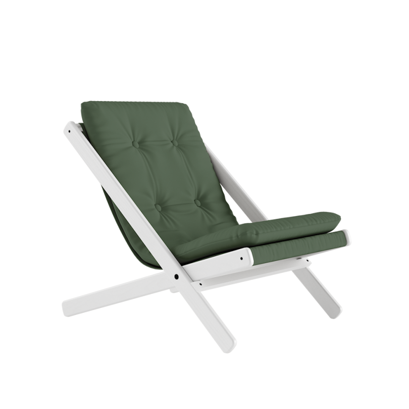 deckchair BOOGIE - lehátko (skladacie) - rozmer: 65x88x75 cm, farba futonu: olive green, farba: white (lak)