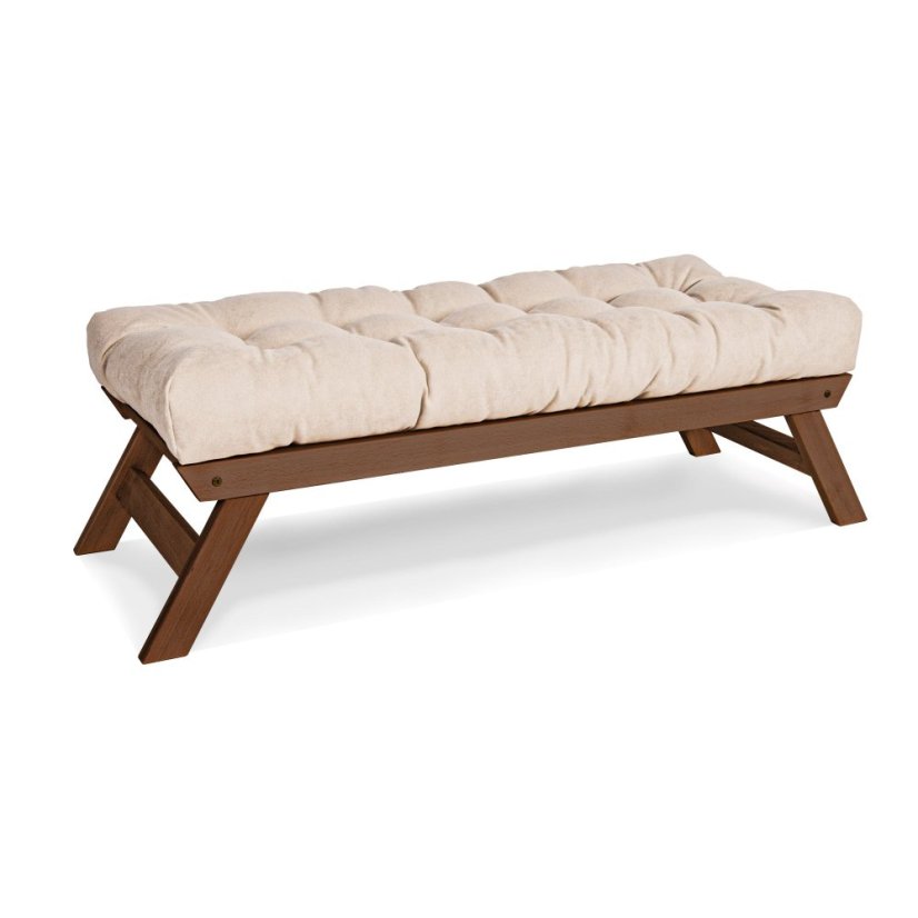 ALLEGRO Bench (lavice z buku) - rozmer: 140x50x43 cm, farba futonu: cream, farba: walnut (lněný olej)