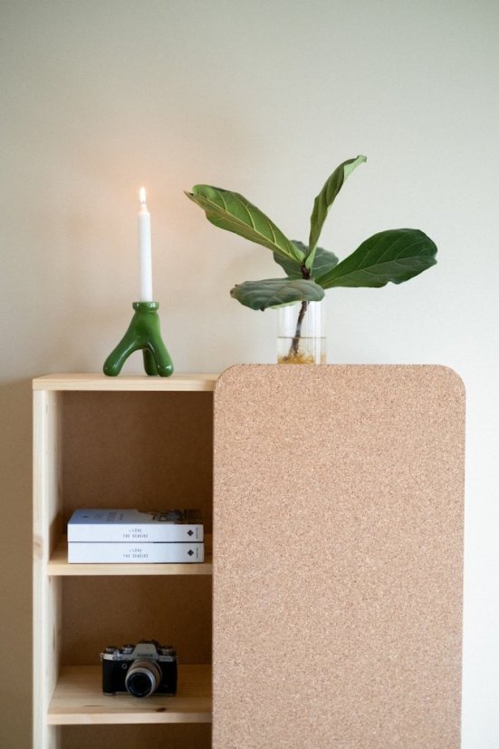 SLIDE CABINET W. PINBOARD