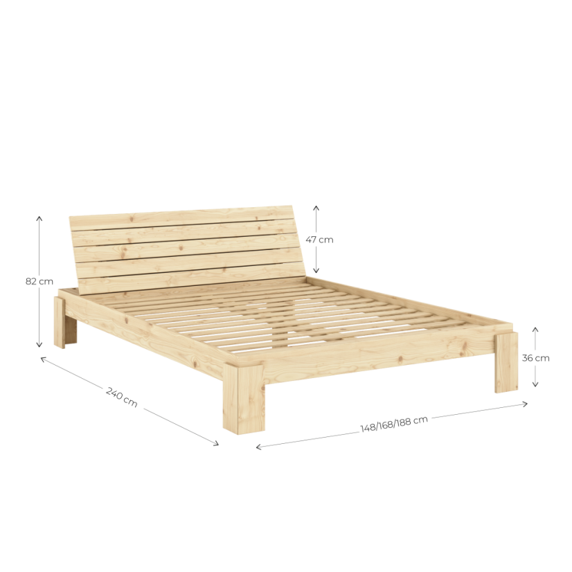 LAYERS BED HEADBOARD natural pine (posteľ z borovice) - rozmer: 160*200 cm, farba: karup natural