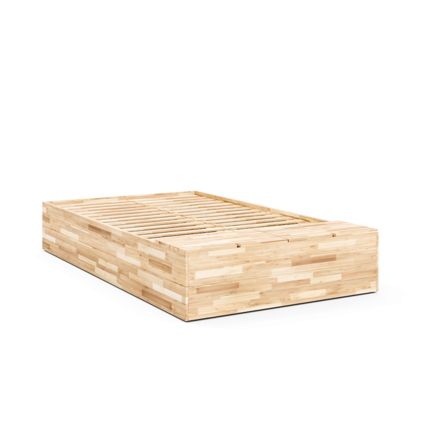BASEMENT BED natural pine (posteľ z borovice) - rozmer: 144x242x41 cm, farba: natural (lak)