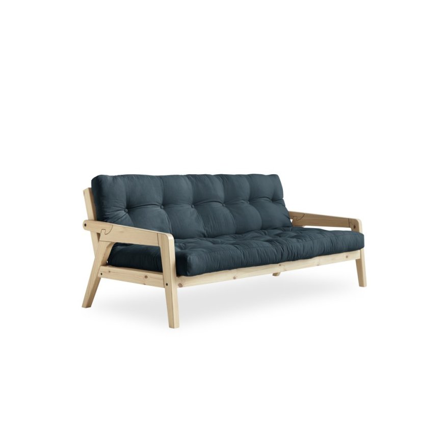 GRAB SOFA natural pine (pohovka z borovice) - Farba: karup natural, farba futonu: petrol blue 757