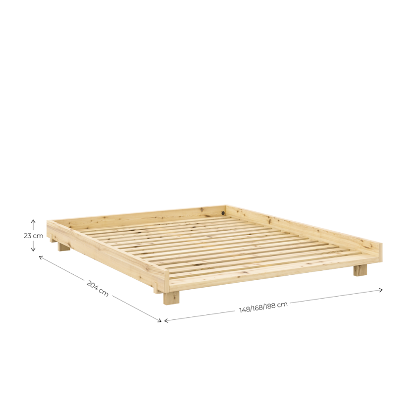 SOCIAL BED natural pine (posteľ z borovice) - rozmer: 148x204x23 cm, farba: natural (lak)