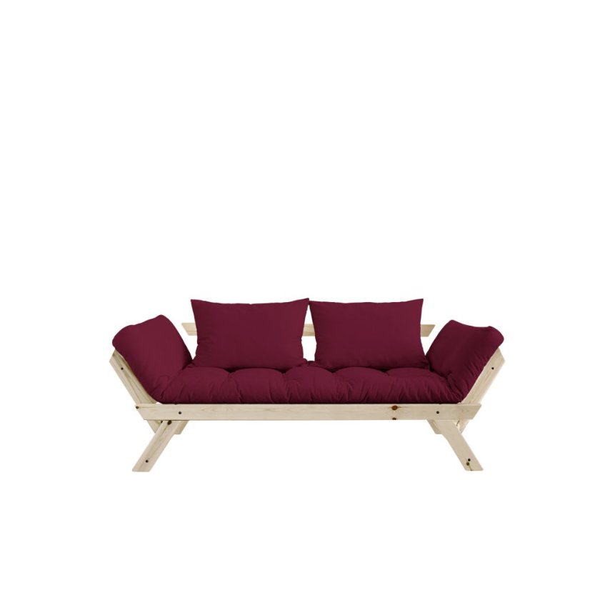 BEBOP SOFA natural pine (pohovka z borovice) - Farba: karup natural, farba futonu: bordeaux 710