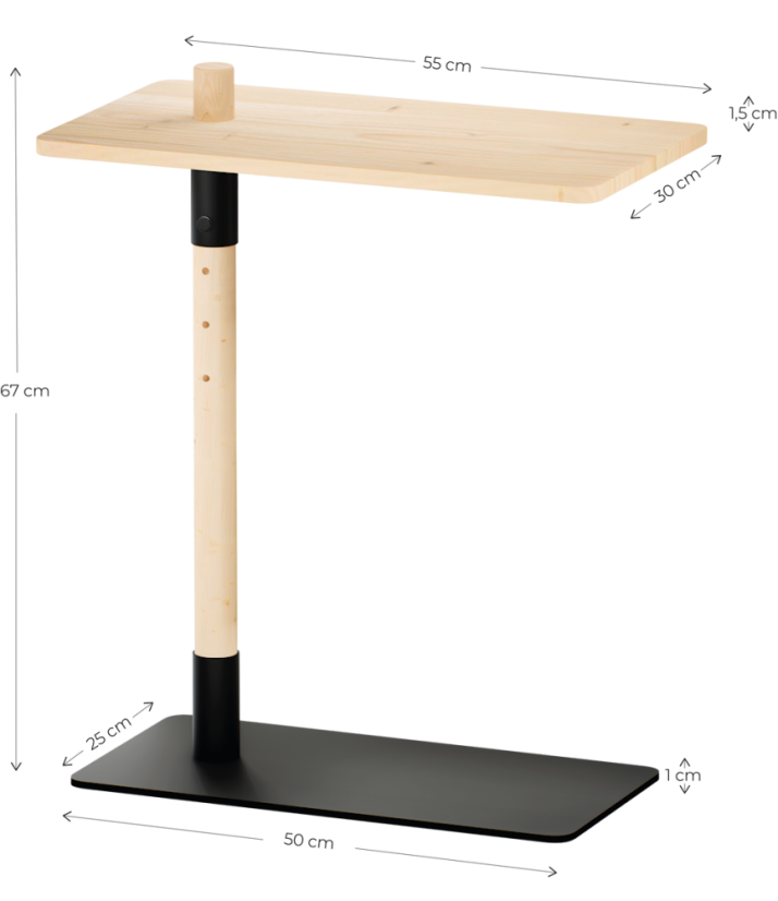 table ADJUST (stolík) - rozmer: 55x30 cm, farba: natural (lak)