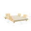 SOCIAL SOFA natural pine (pohovka z borovice) - rozmer: 140x200x15 cm + 2 opěrná čela a 2 boční stolíky, farba futonu: mocca 755, farba: natural (lak)