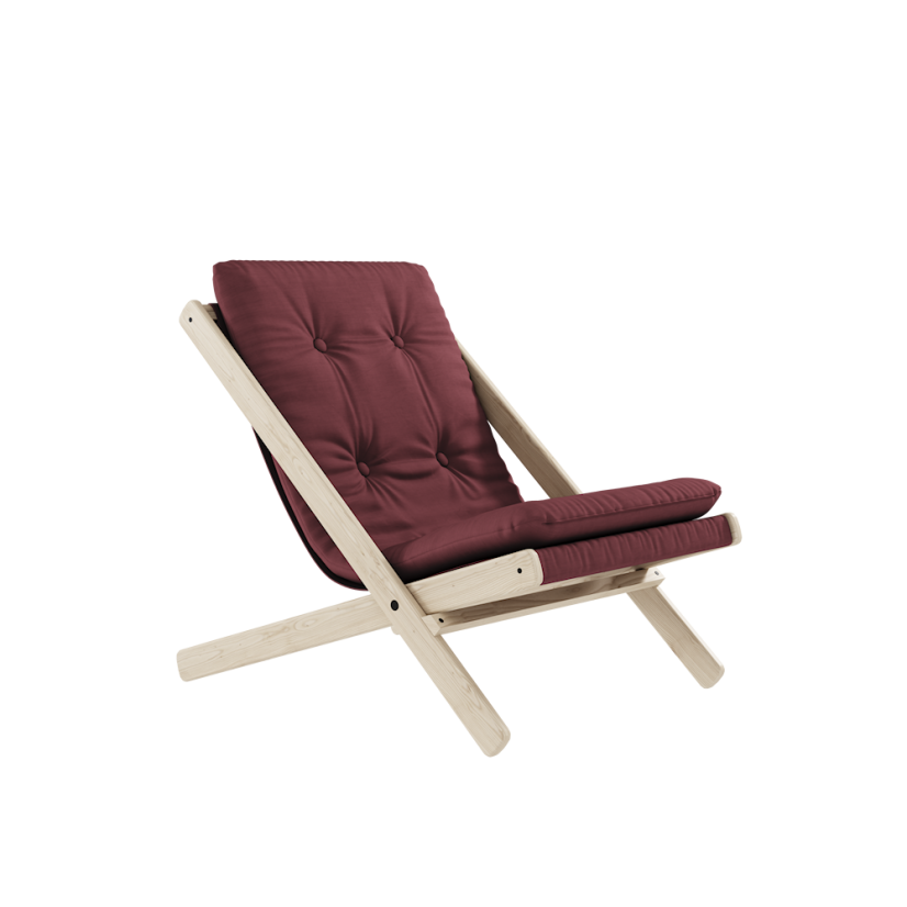 deckchair BOOGIE - lehátko (skladacie) - rozmer: 65x88x75 cm, farba futonu: bordeaux, farba: neošetřené (bez oleja, bez laku)